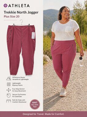 NWT Athleta Trekkie North Jogger Pants Pink Mauve Size 20